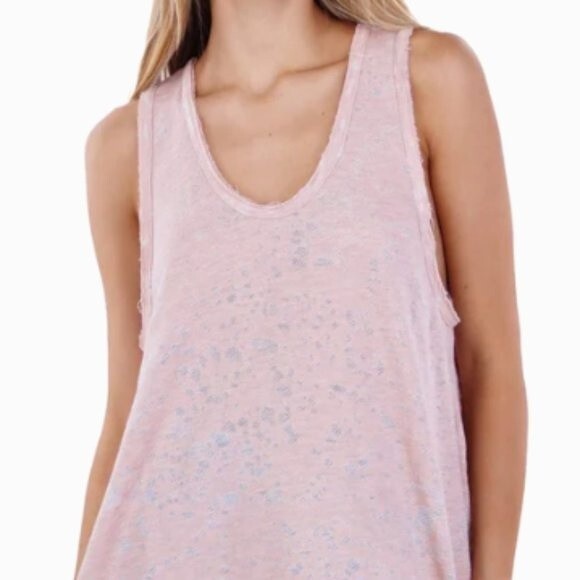 Anthropologie Maronie Women's Distressed Sleeveless Top Large Blush oversizeA27 - Picture 2 of 10
